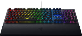 Razer BlackWidow V3 green switches close-up for tactile gaming.