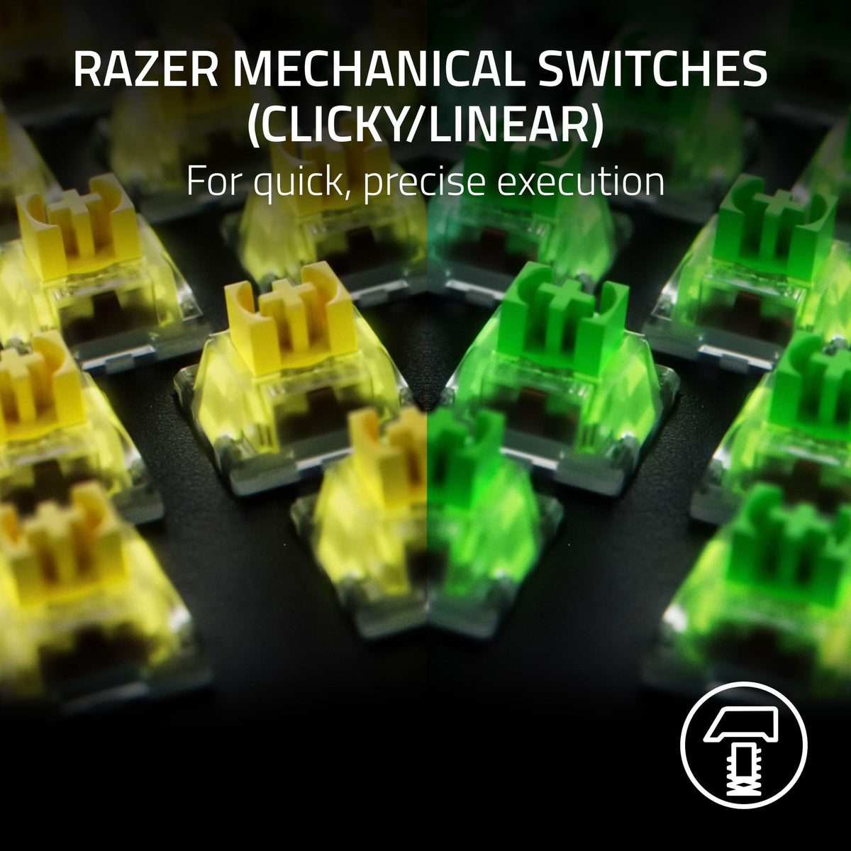 Razer BlackWidow V4 X green switches provide tactile, clicky feedback for precise inputs