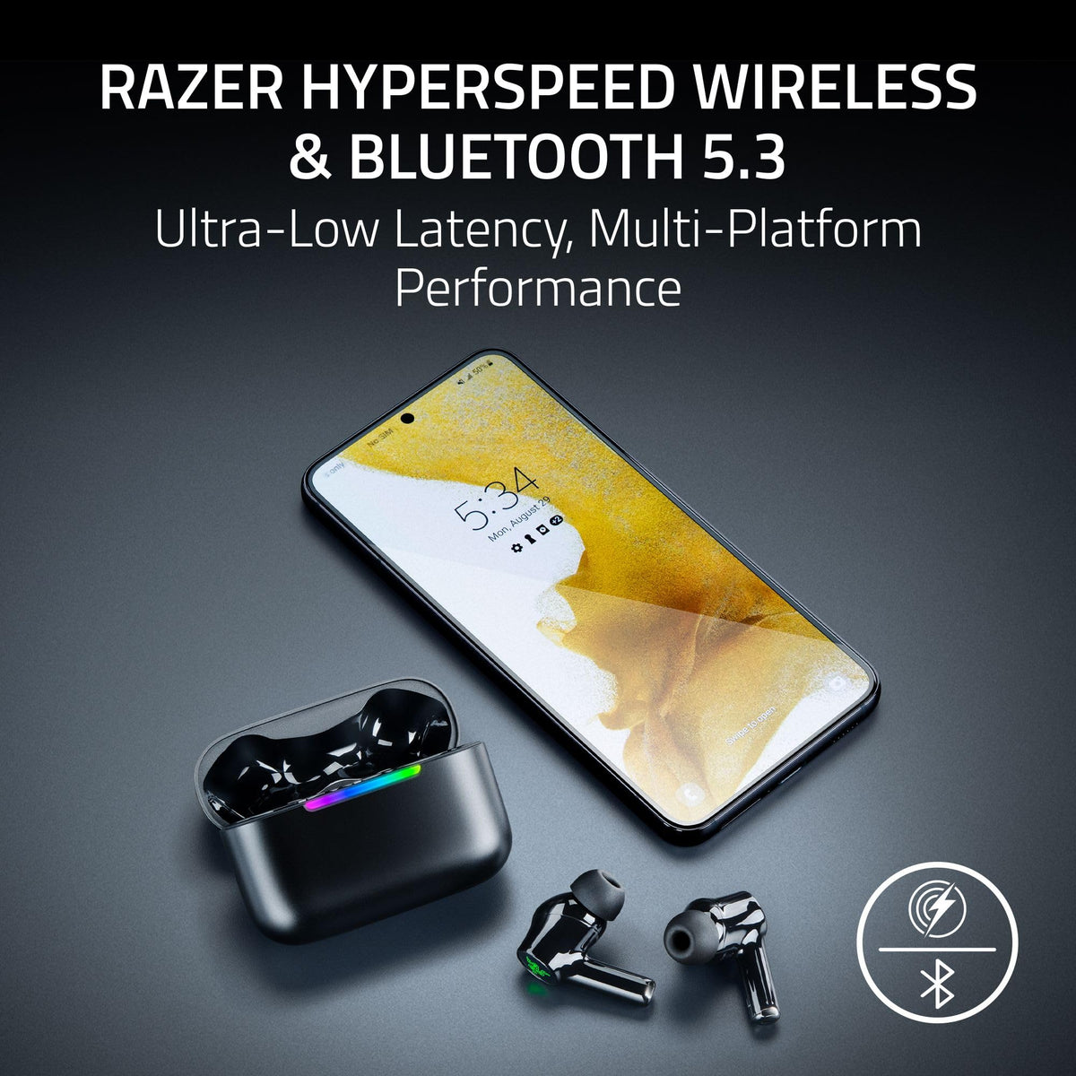 Razer Hammerhead V3 X earbuds side angle showing compact, portable design.