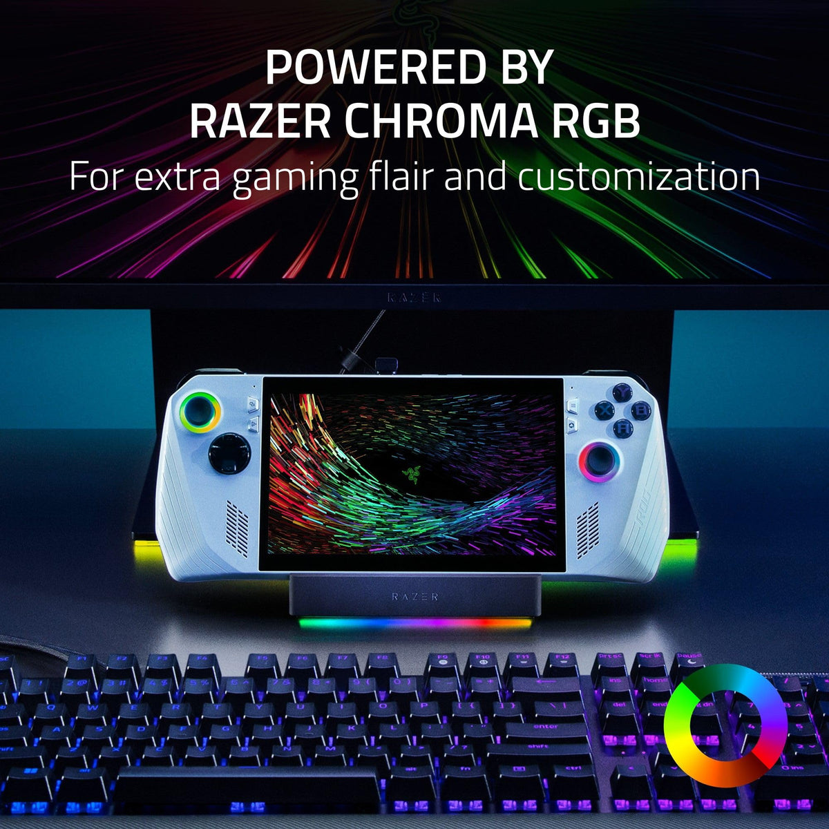 Razer Handheld Dock Chroma lighting with RGB for mood customization.