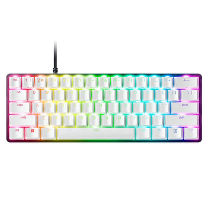 Razer Huntsman Mini front view showing compact layout and ergonomic benefit