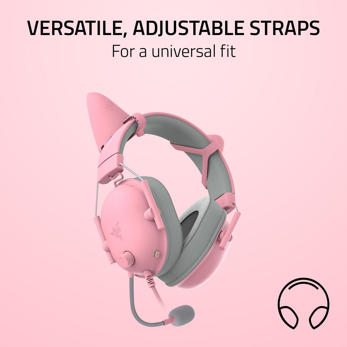 Razer Kitty Ears V2 lightweight silicone ears reduce fatigue during long gaming sessions.