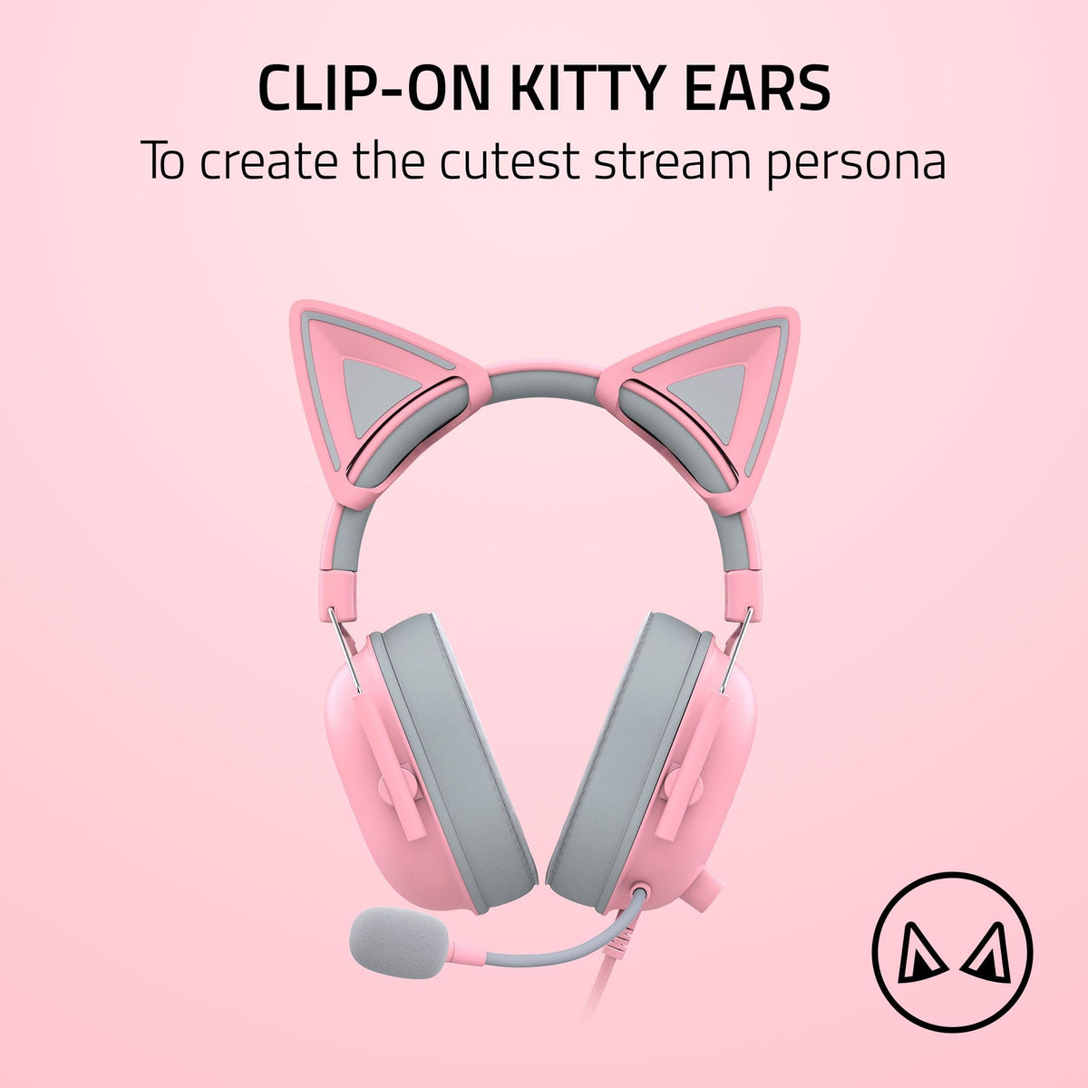 Razer Kitty Ears V2 universal-fit clip-on ears secure wear on most headsets.