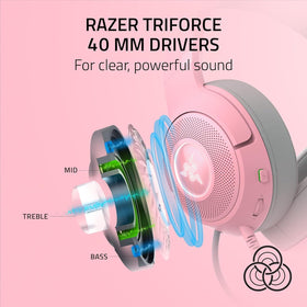 Razer Kraken Kitty V2 in a streaming desk scene demonstrating audience-facing visual appeal