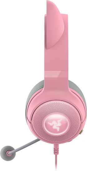 Razer Kraken Kitty V2 cardioid microphone close-up emphasizing clear voice capture