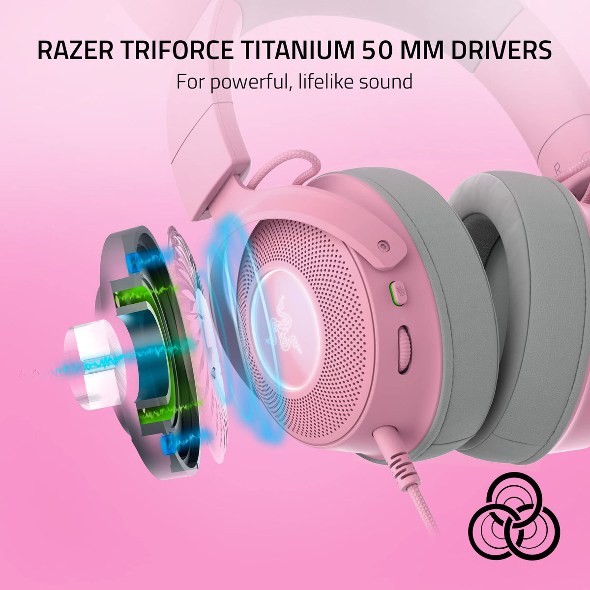 50mm drivers on the Kraken Kitty V2 Pro deliver rich game sound.
