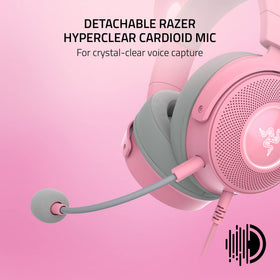 Detachable HyperClear cardioid microphone on the Kraken Kitty V2 Pro for clear team chat.
