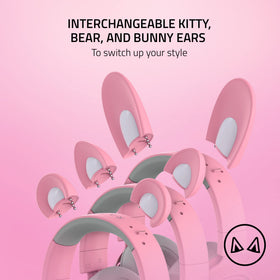 Razer Kraken Kitty V2 Pro in Quartz Pink with vibrant lighting accents.