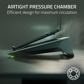 Razer laptop cooling pad airtight chamber closeup illustrating sealed airflow.
