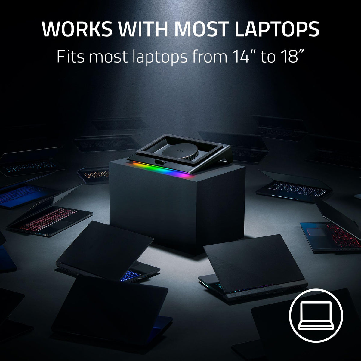 Razer laptop cooling pad with 3-port USB hub enables extra peripherals.