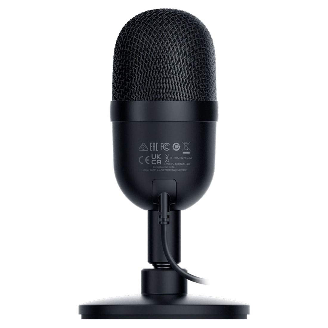 Razer Seiren Mini side profile on desk illustrating compact size and stability