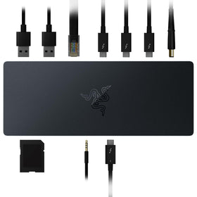 Razer Thunderbolt 4 Dock Chroma in a premium desk setup with laptop.