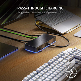 Razer Thunderbolt 4 Dock Chroma RGB lighting accents desk ambiance.
