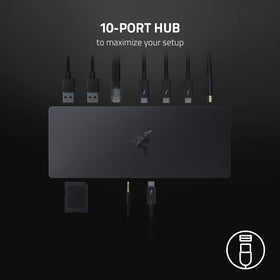 Razer Thunderbolt 4 Dock Chroma top view highlighting sleek chassis and RGB.