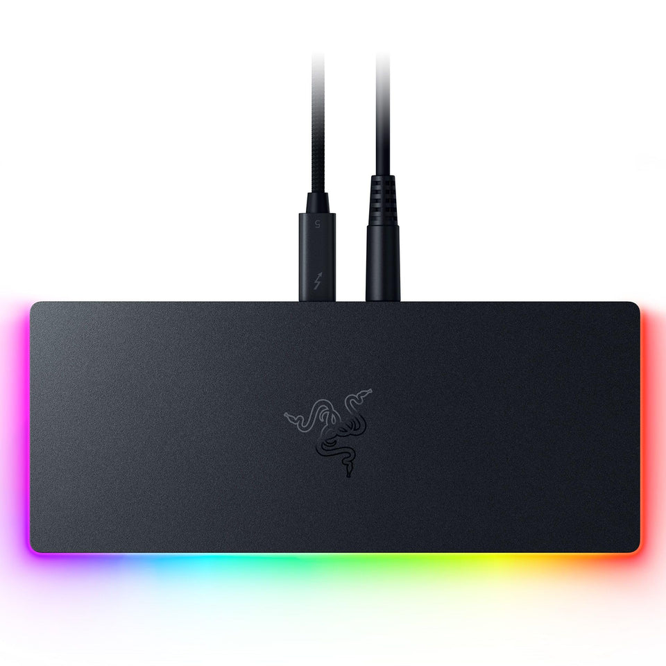 Razer Thunderbolt 5 Dock Chroma front view with expansion and charging