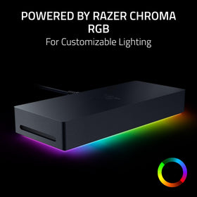 Razer Thunderbolt 5 Dock Chroma in-use with laptop for tidy workspace