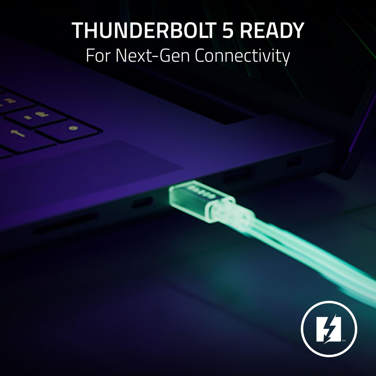 Razer Thunderbolt 5 Dock Chroma front-port array ready for peripherals and data transfer