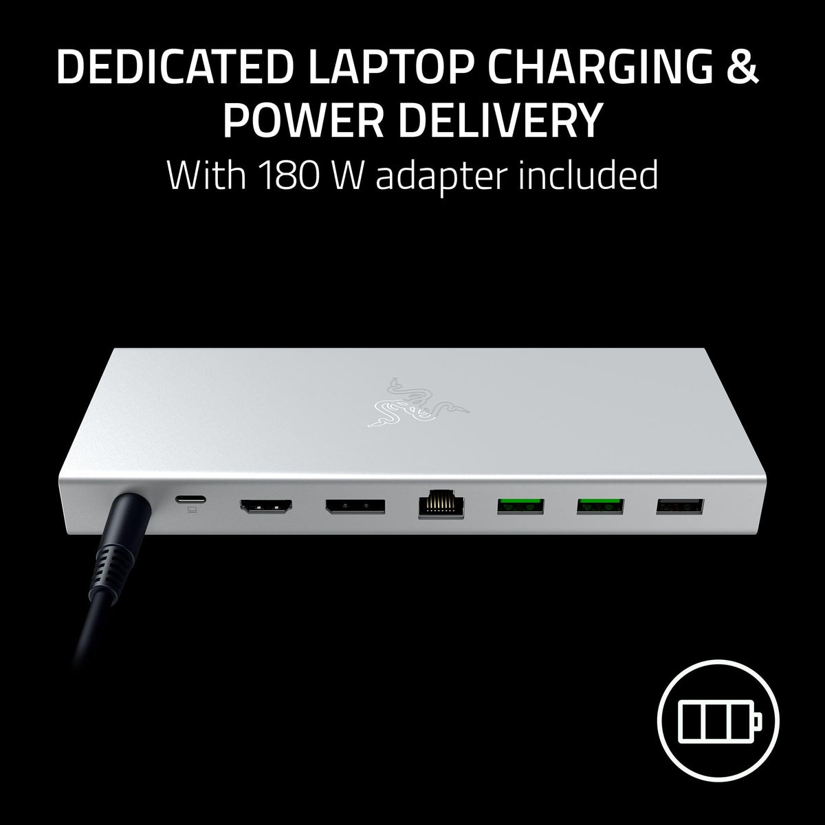 Razer USB 4 Dock features a durable metal casing built for everyday use