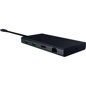 Razer USB C Dock angled shot of aluminum texture underscoring durable metal build