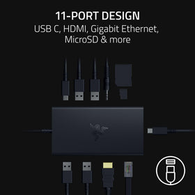 Razer USB C Dock close-up of side ports highlighting reliable multi-device connections