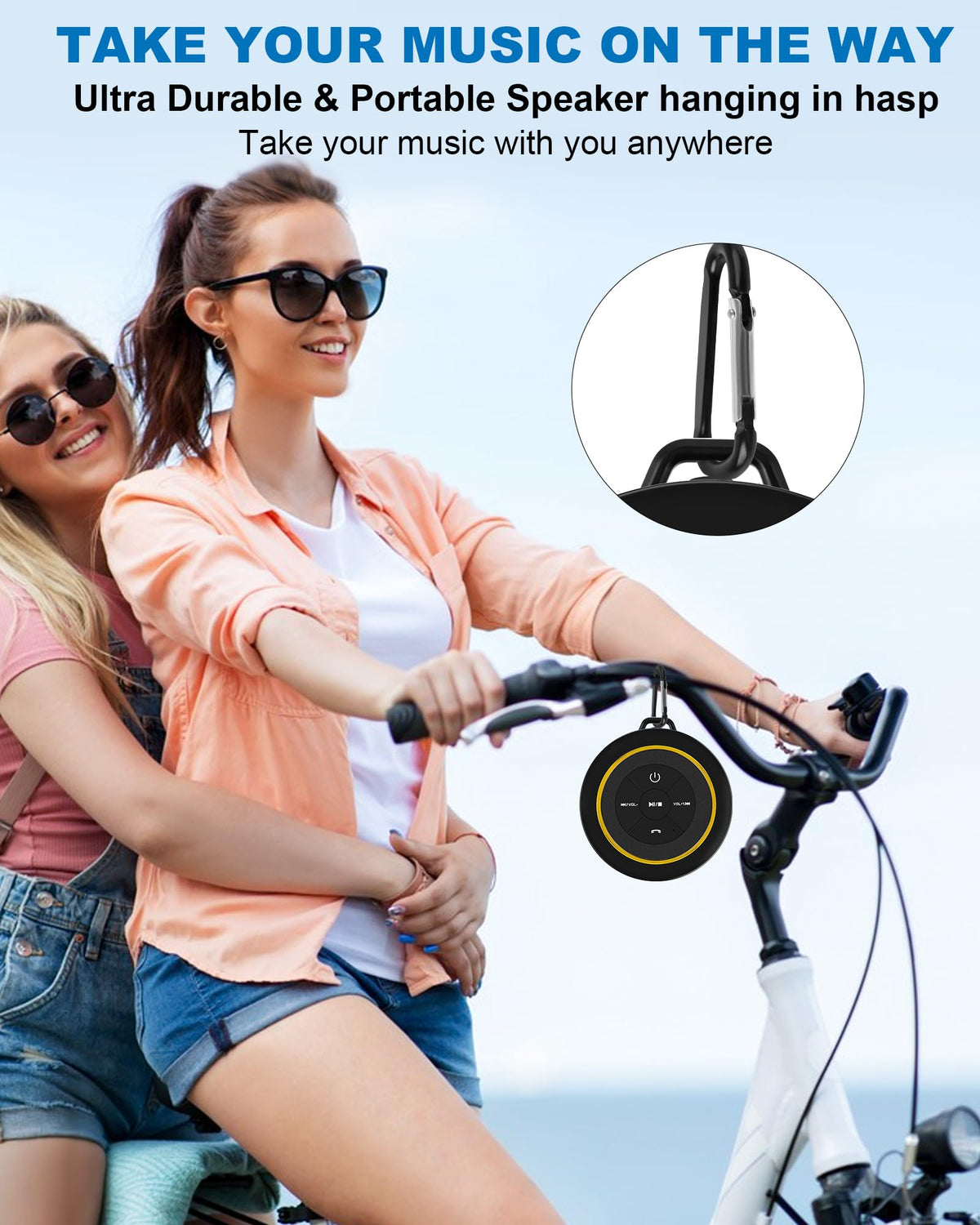 Razobws 5W stereo sound delivers clear bass for showers and beaches.
