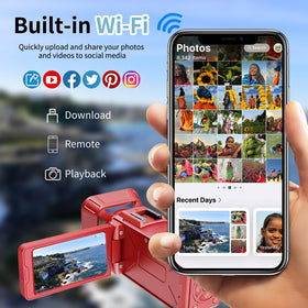 RAZPLYN closeup of 3-inch 270° flip screen, shows easy self‑framing for vlogs