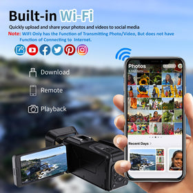 RAZPLYN three‑inch flip screen open, helps framing selfies and vlogs