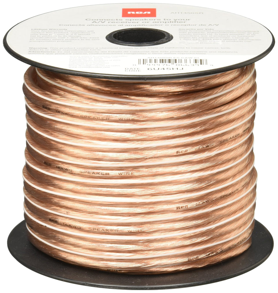 RCA AH1450SR 14-gauge speaker wire on a spool for reliable speaker connections