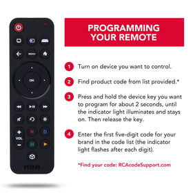 RCA remote in a cozy living room for easy couch control.