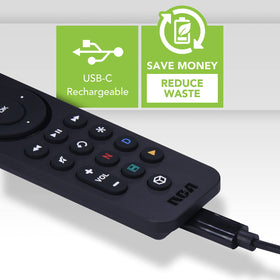 RCA remote quick access keys enabling instant streaming app launches.