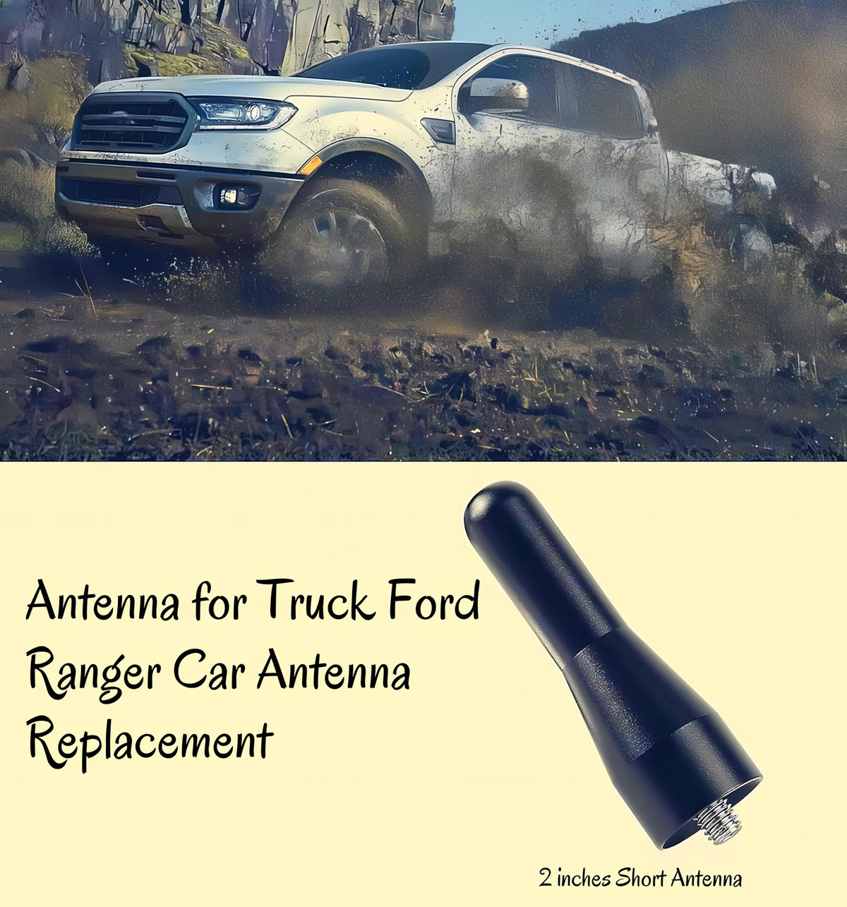 RCHFLI Bluetooth and GPS-safe antenna for Ford Ranger, interference-free performance.