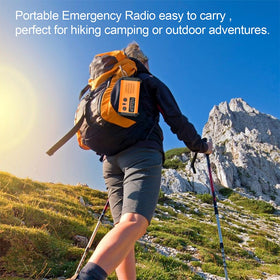 Rckskaya in an emergency kit outdoors offering weather alerts and power