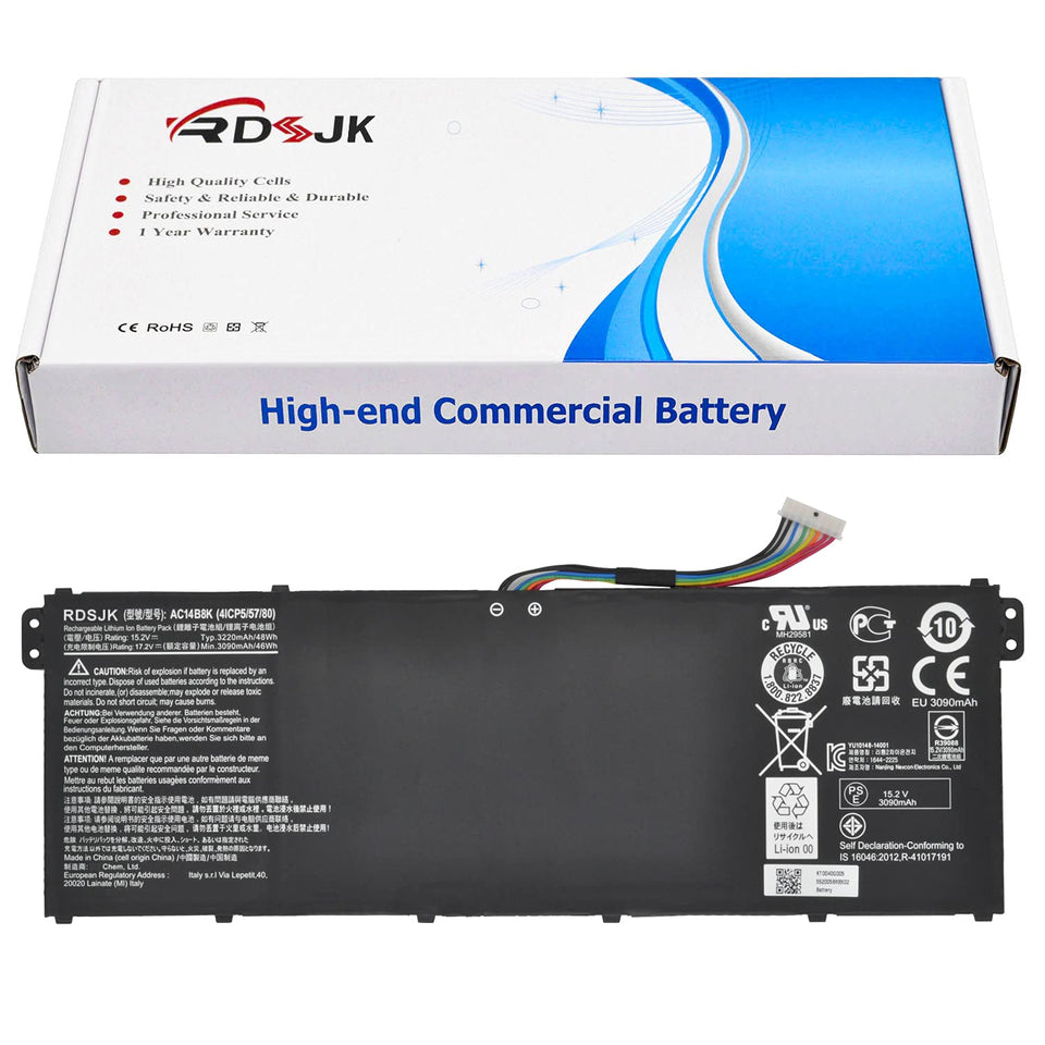 RDSJ battery front packaging showing model and capacity, reliable replacement