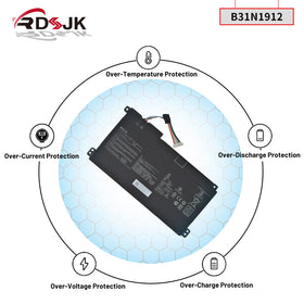 RDSJ battery for Asus VivoBook E410MA, connectors close-up, easy compatibility