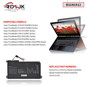 RDSJ replacement battery for Asus VivoBook L510MA, close-up, reliable power