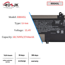 RDSJ RR04XL close-up of label with voltage and capacity details for clear identification