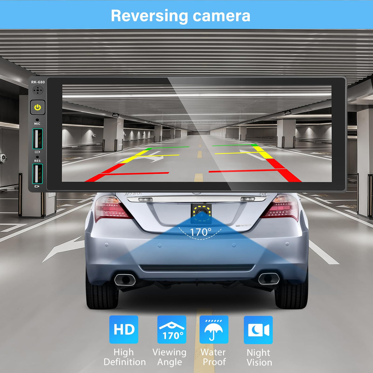REAKOSOUND backup camera view displaying clear reverse guidance for safer parking