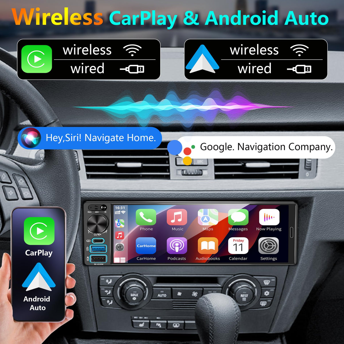 REAKOSOUND close-up of 6.5 inch IPS display, vivid colors for easy reading