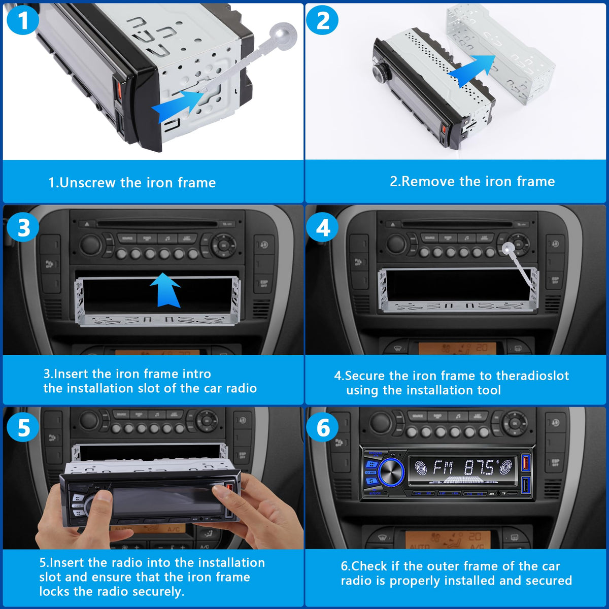 REAKOSOUND unit installed in dashboard showing upgrade result and fit