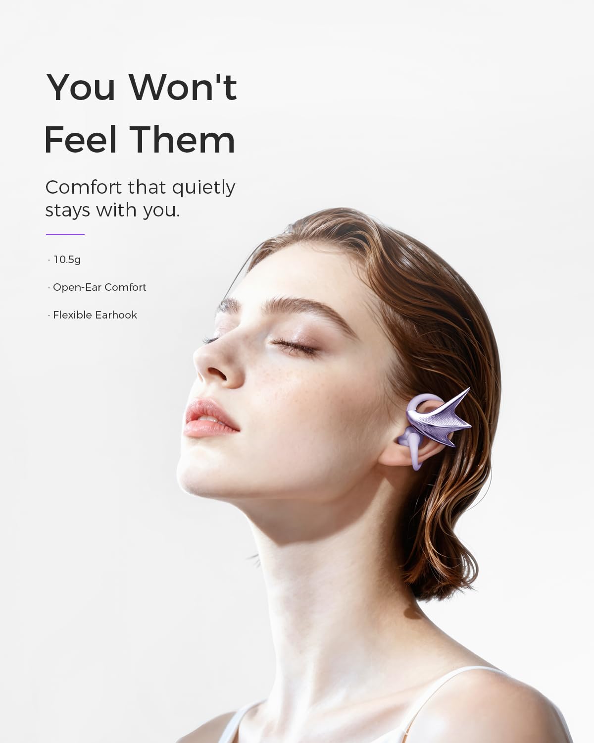 REAL YOUNG H700 flexible earhook provides secure, pressure-free fit during daily activities.