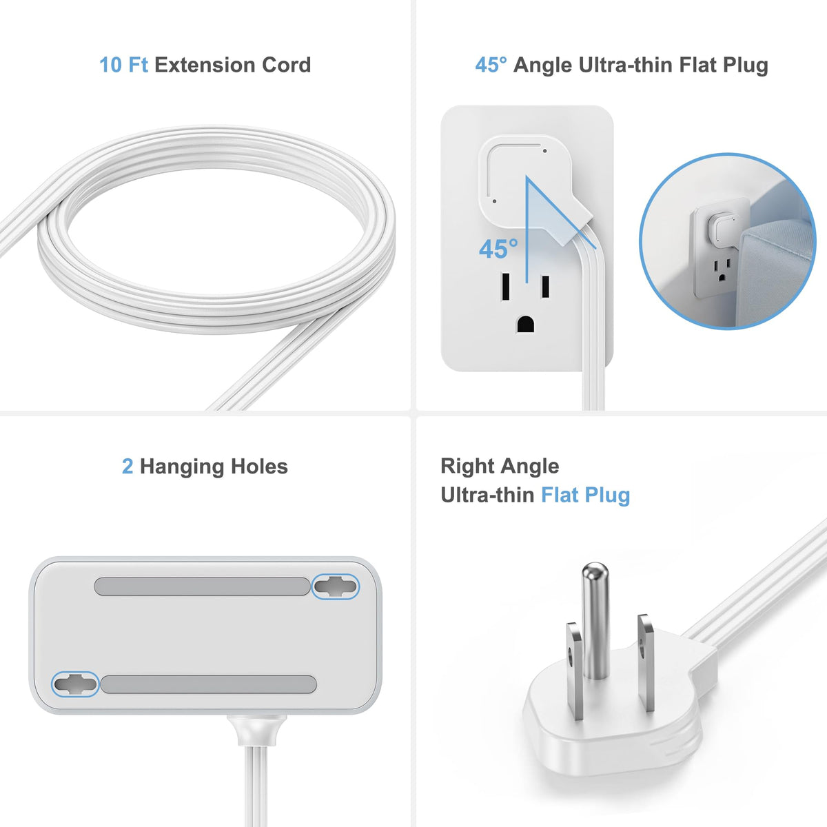 Realmade 45-degree flat plug design saves wall space behind furniture
