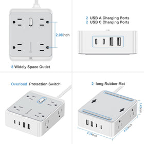 Realmade extension cord with angled outlets and 2.04 inch spacing