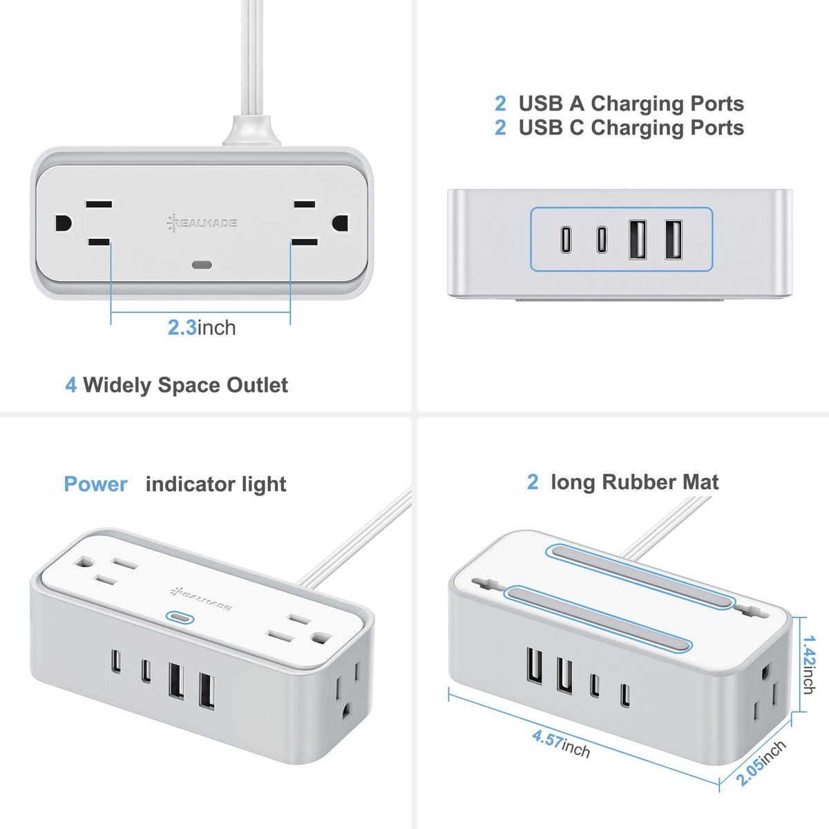 realmade close-up of AC and USB ports highlighting easy access and speed
