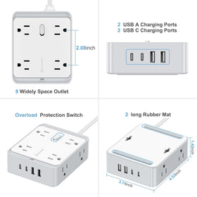 realmade close-up of angled outlets with clear spacing for large adapters