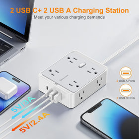 realmade close-up of 45-degree flat plug and cord for space-saving placement