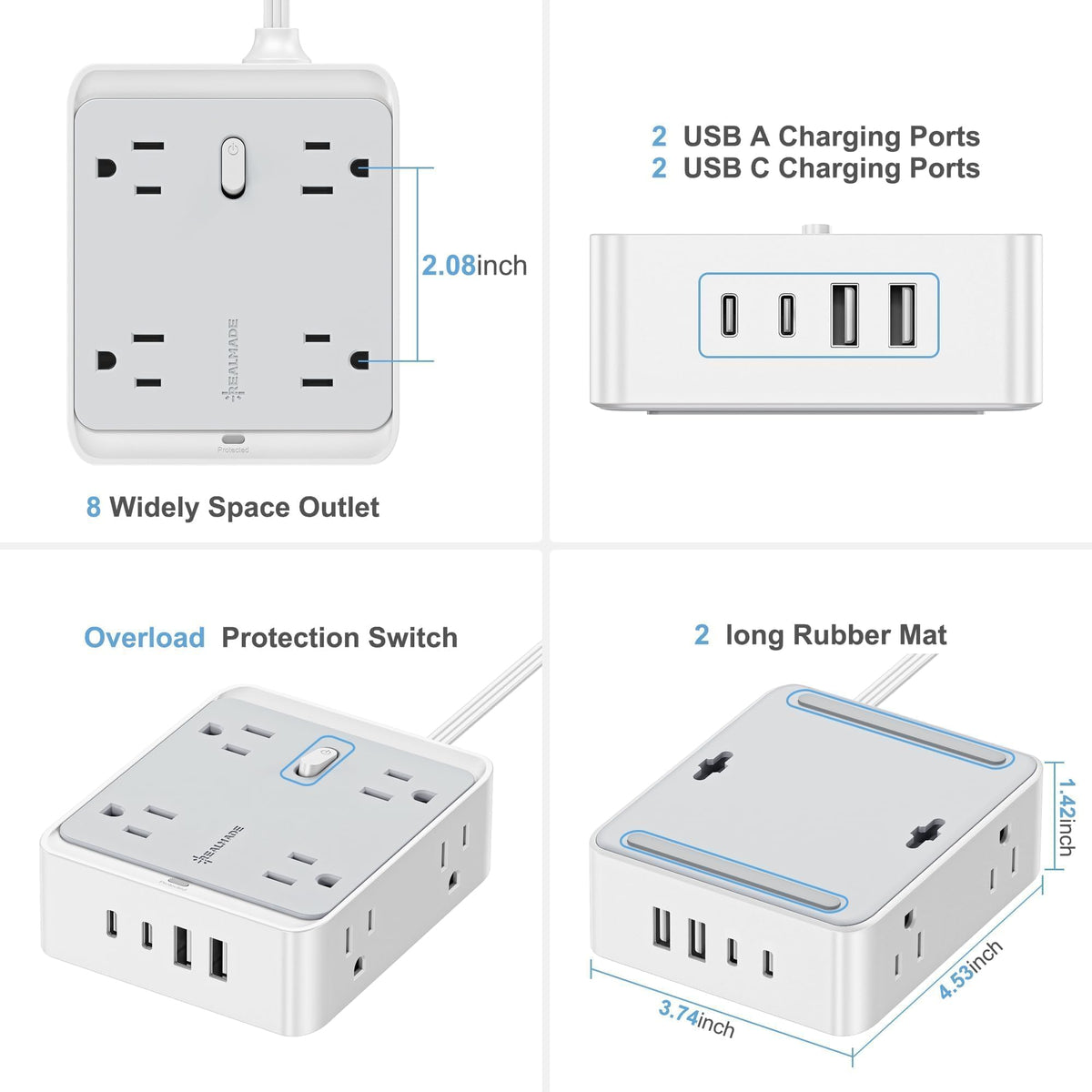 realmade on a home desk powering laptop and phone for neat workspace benefit