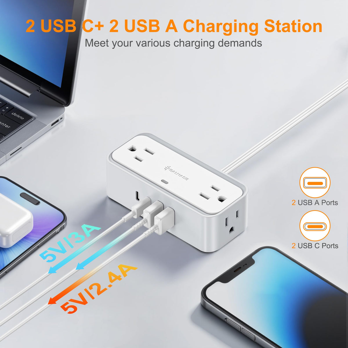 Realmade wide spacing outlets and mounting feet offer flexible placement