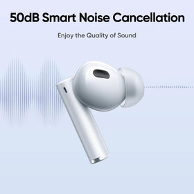 Realme Air 6 Pro earbuds close-up highlighting dual drivers for detailed sound