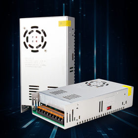 REALSUN 48V 10A power supply back view with cooling openings for heat management