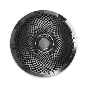 RECOIL 10-inch subwoofer grille concave center protects the cone during high excursion listening